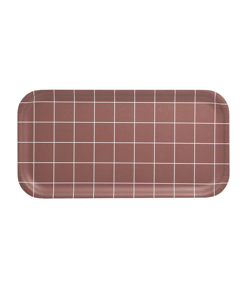Checks & Stripes tray brown 43 x 22 cm