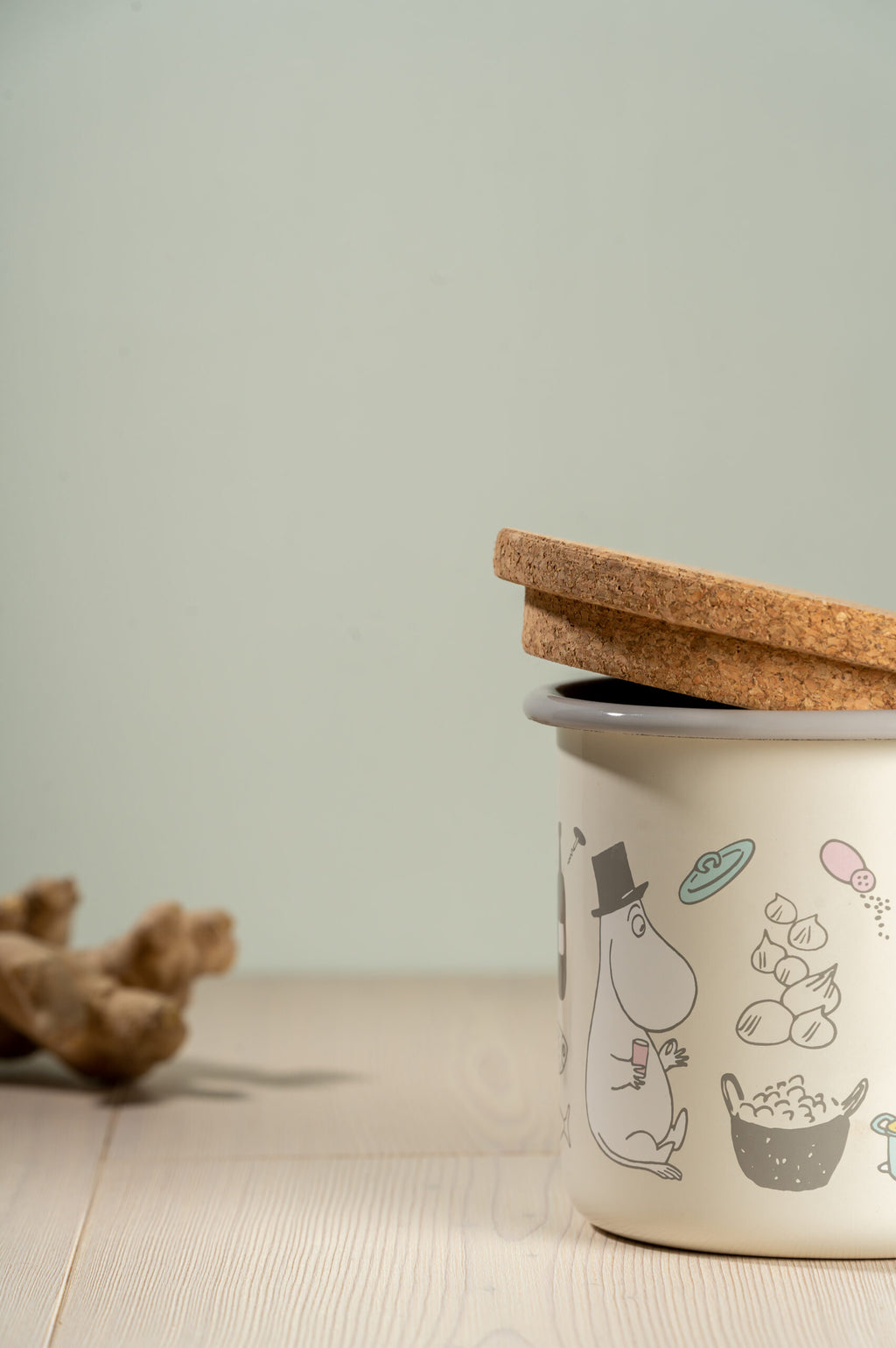 Muumi Bon Appétit emalipurkki korkkikannella 1,3 L