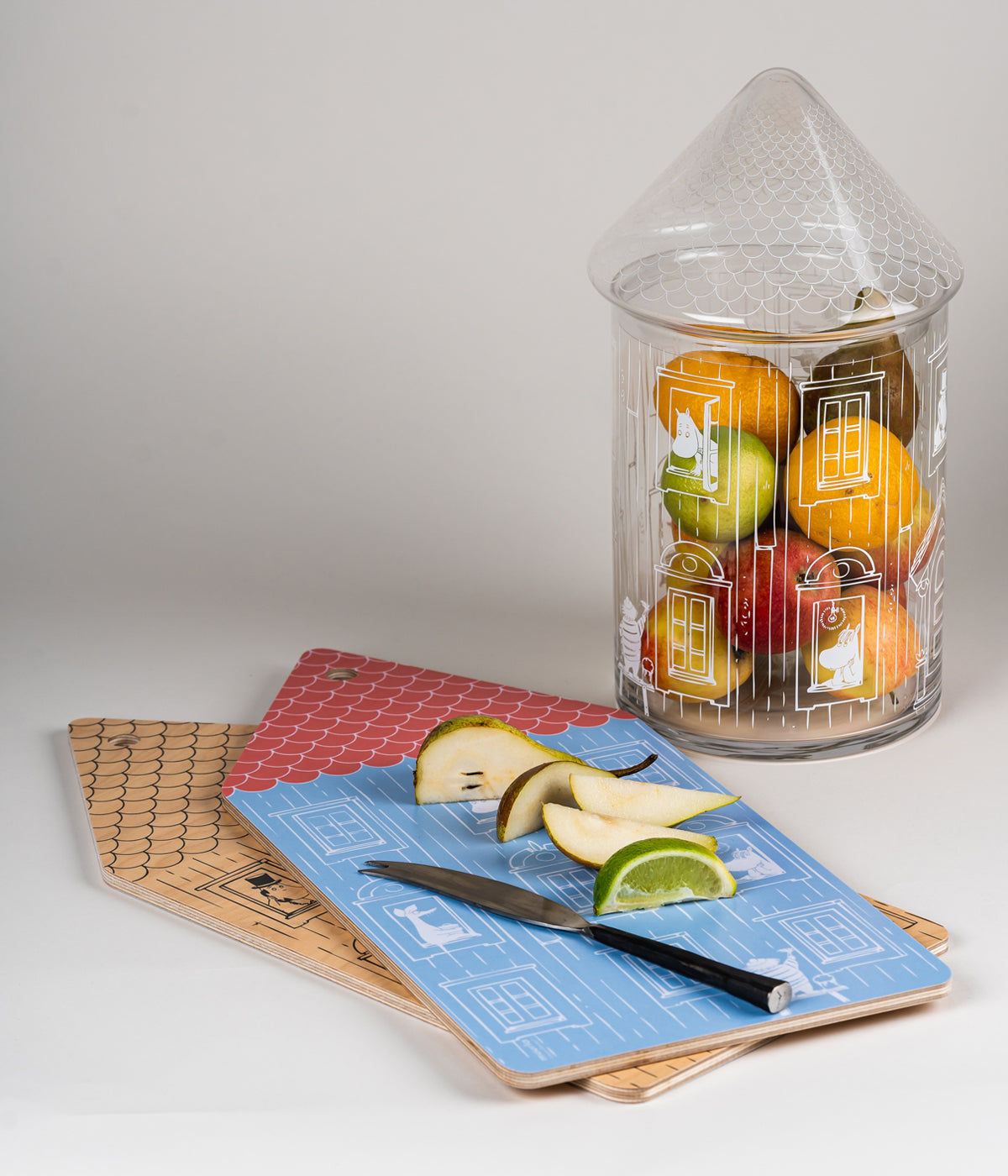 Muumi Chop Serve -leikkuu-/tarjoilulauta Muumitalo 20x44 cm