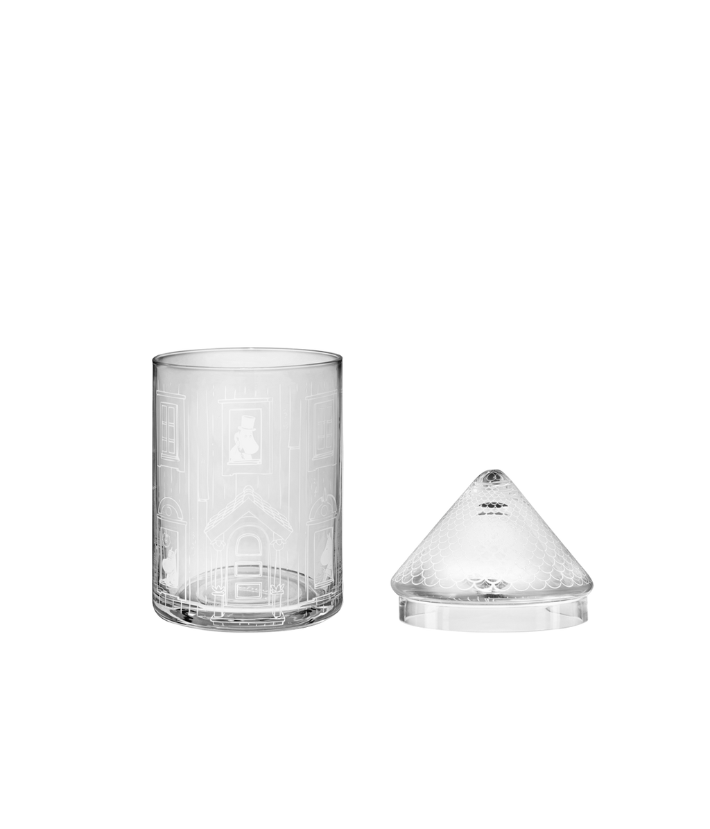 Muumi lasipurkki Muumitalo 18,5cm