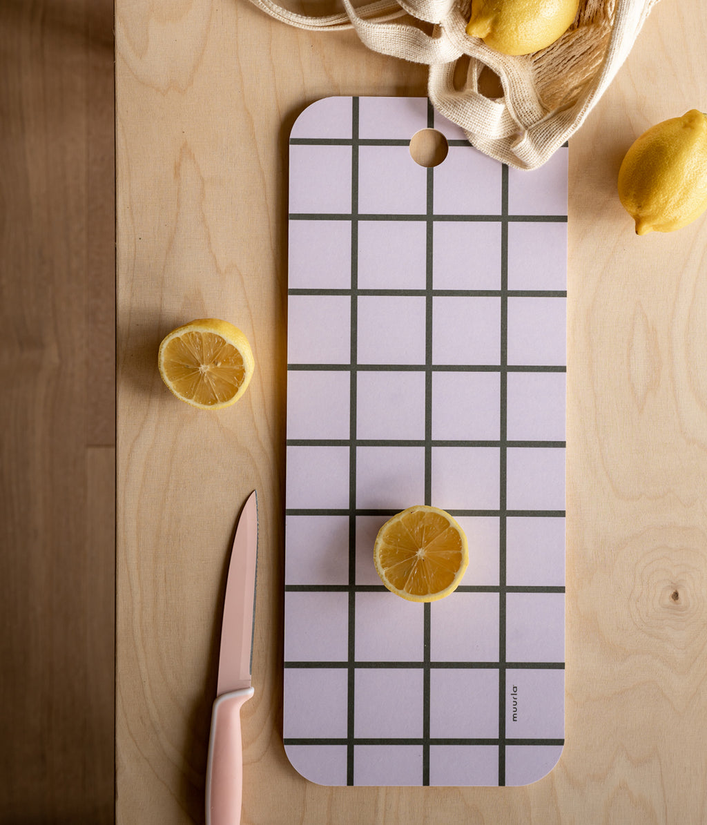 Ruudut & Raidat Chop & Serve -leikkuu-/tarjoilulauta vihreä/beige 18x44cm