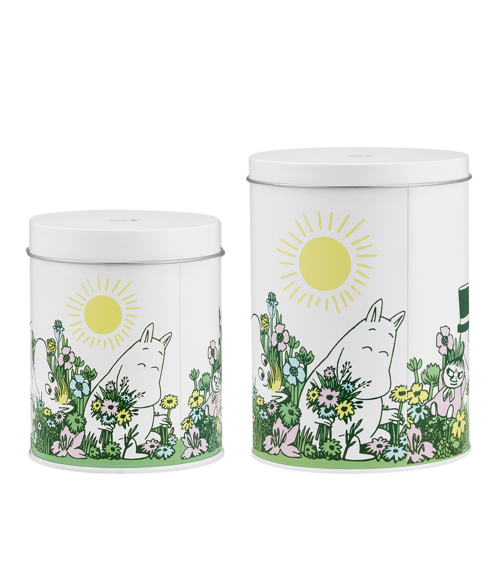 Muumi peltipurkit Puutarhassa 11cm ja 15cm, 2kpl/pkt