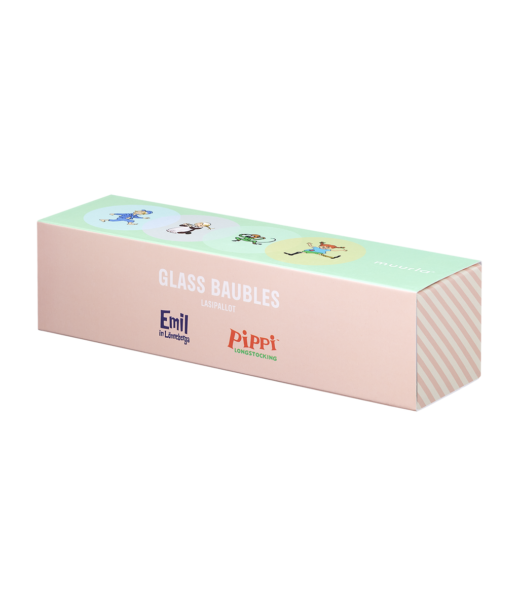 Peppi & Eemeli joulupallo Ø5cm, 4 kpl/pkt