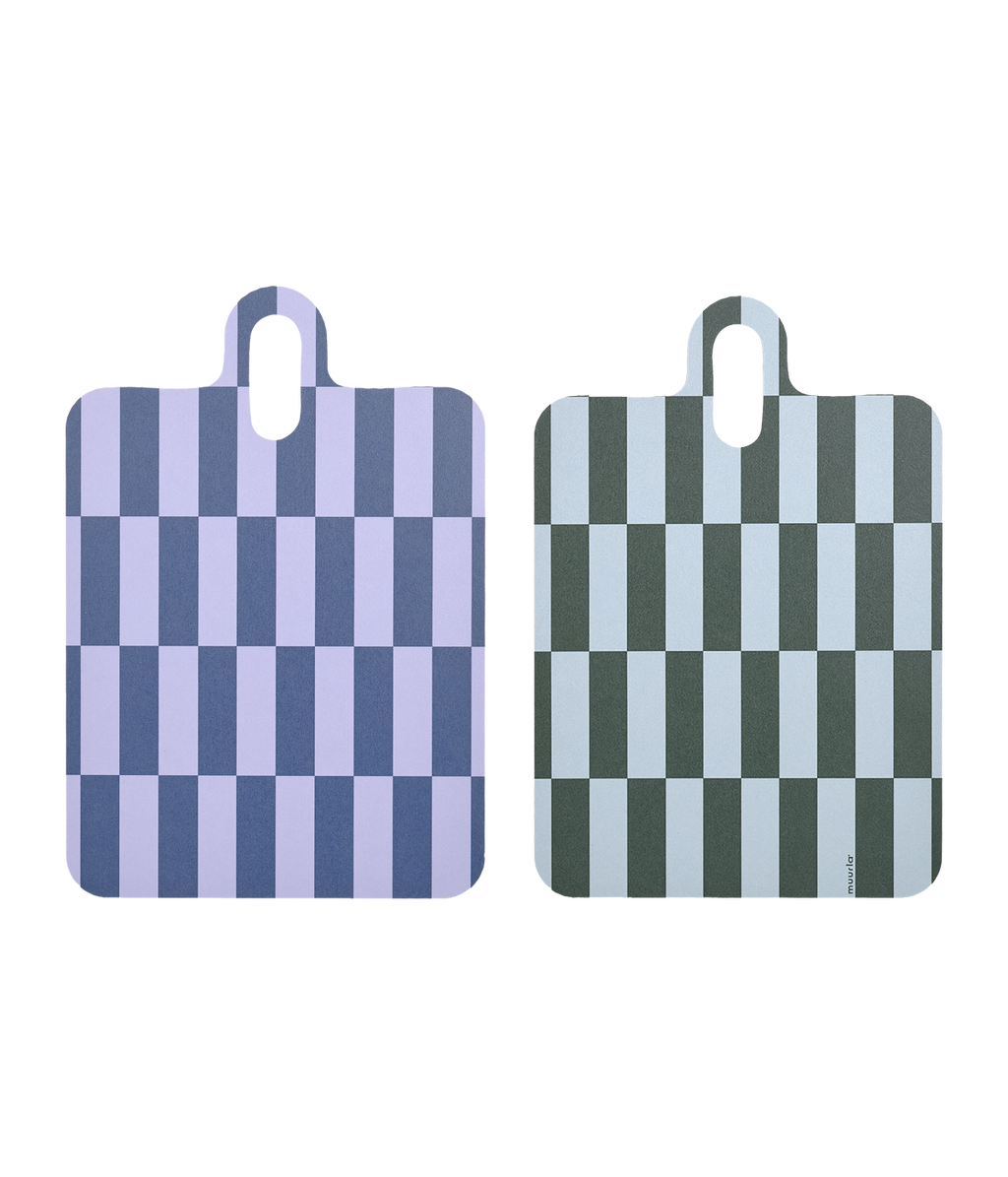Checks & Stripes Chop & Serve board lilac/blue/green tiles 21 x 31 cm