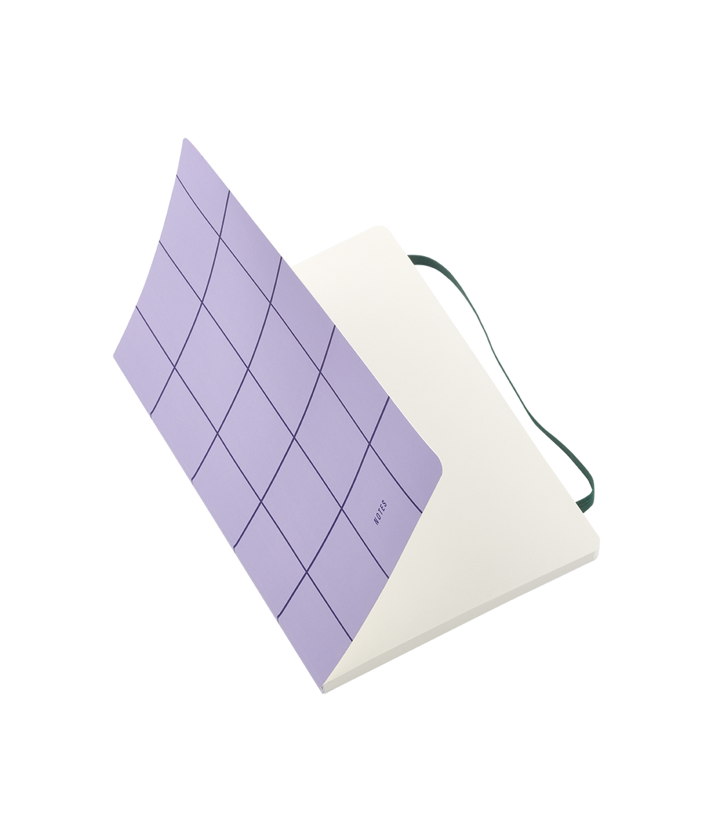 Checks & Stripes notebook lilac with blue grid A5