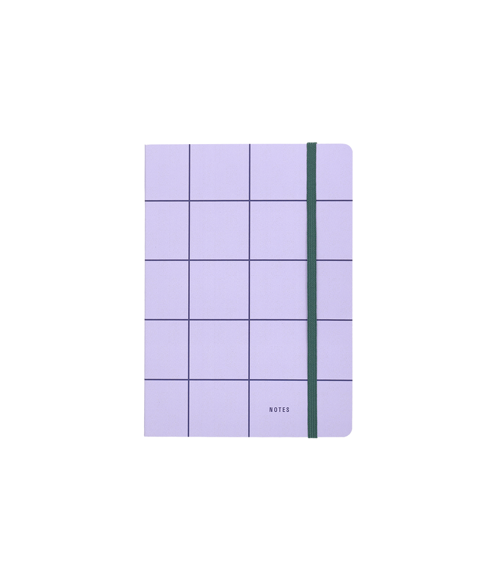 Checks & Stripes notebook lilac with blue grid A5