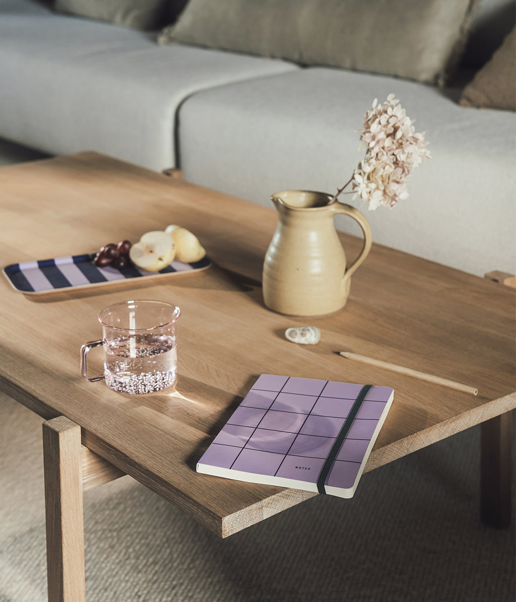 Checks & Stripes notebook lilac with blue grid A5