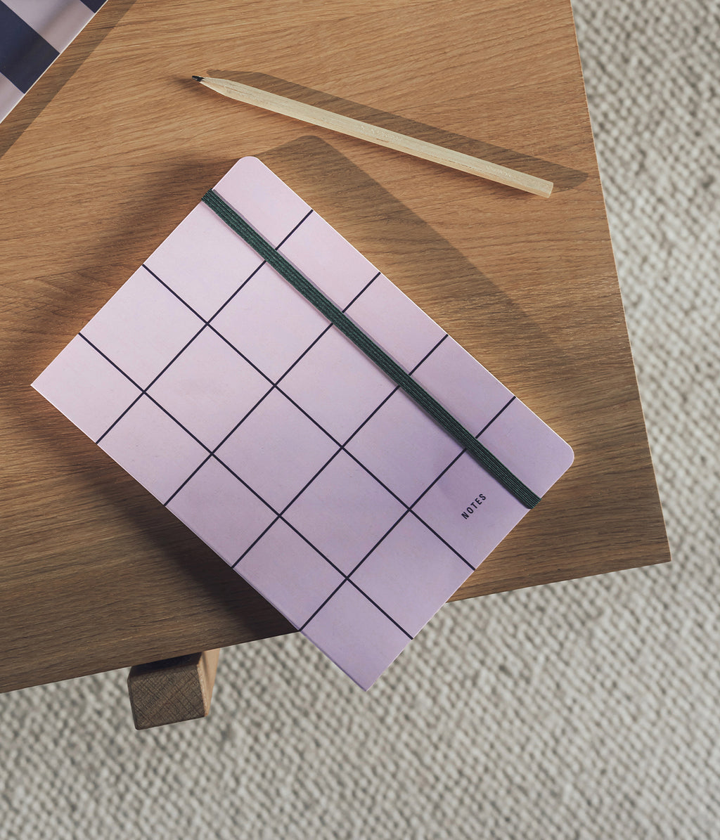Checks & Stripes notebook lilac with blue grid A5
