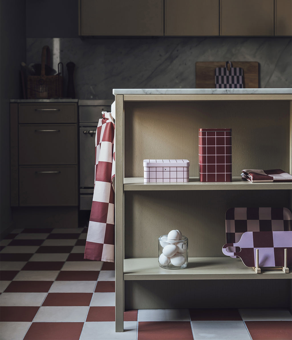 Checks & Stripes kitchen towel brown/pink checks 50 x 65 cm