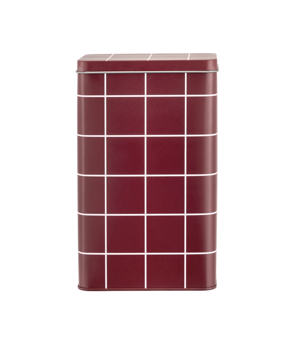 Checks & Stripes coffee tin jar brown with pink grid 20 cm