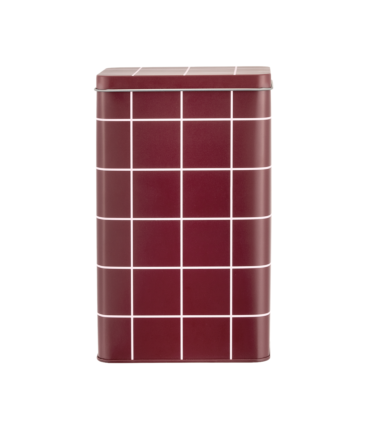 Checks & Stripes coffee tin jar brown with pink grid 20 cm