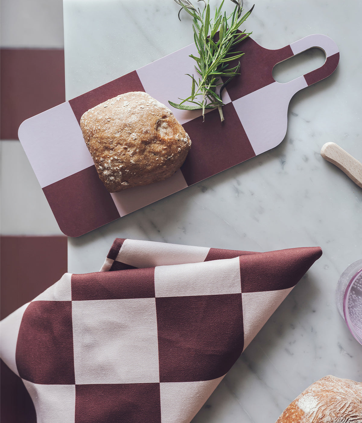 Checks & Stripes kitchen towel brown/pink checks 50 x 65 cm