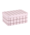 Checks & Stripes tea tin jar pink with brown grid 17,5 x 13 cm