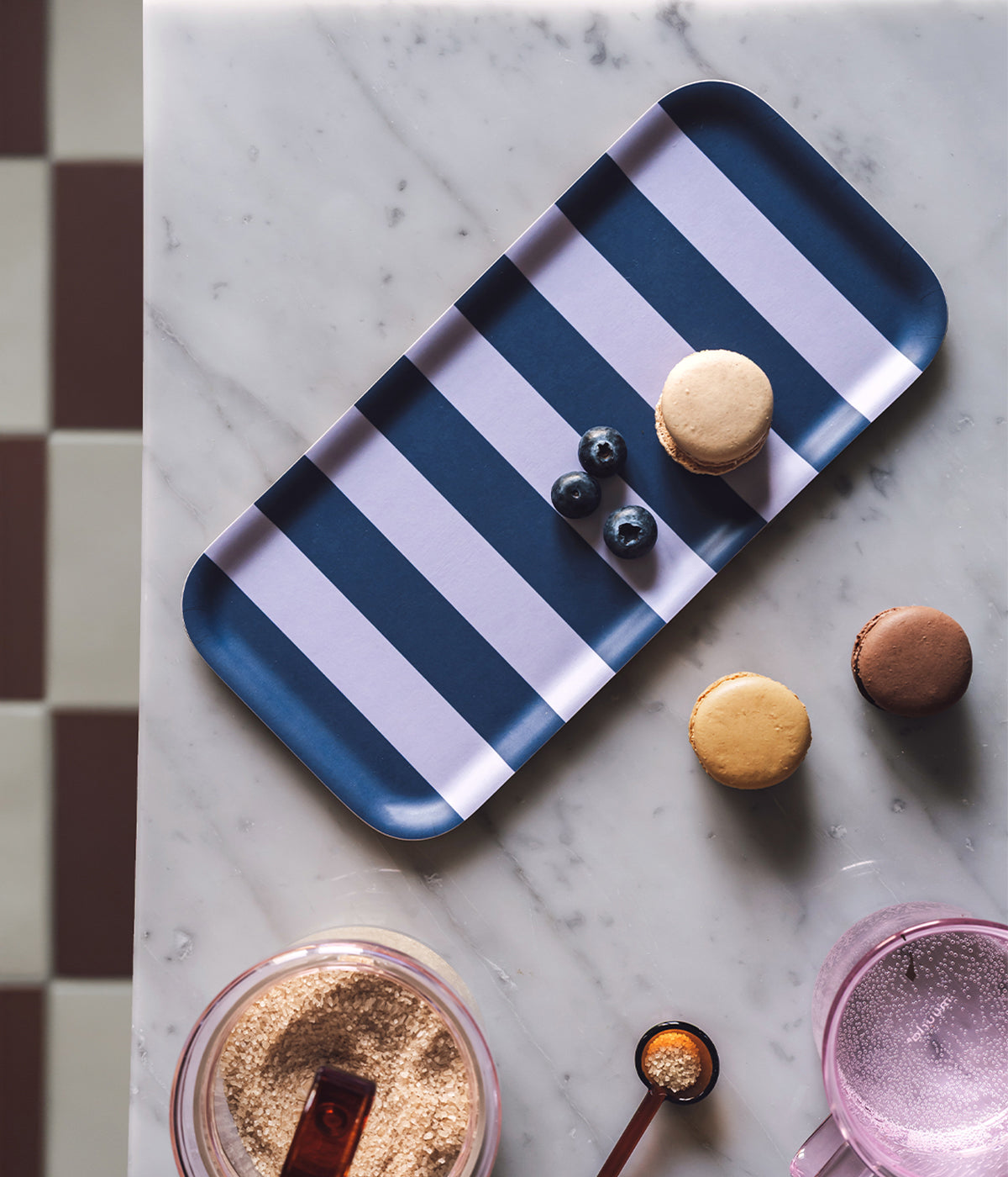 Checks & Stripes tray lilac/blue stripes 27 x 13 cm