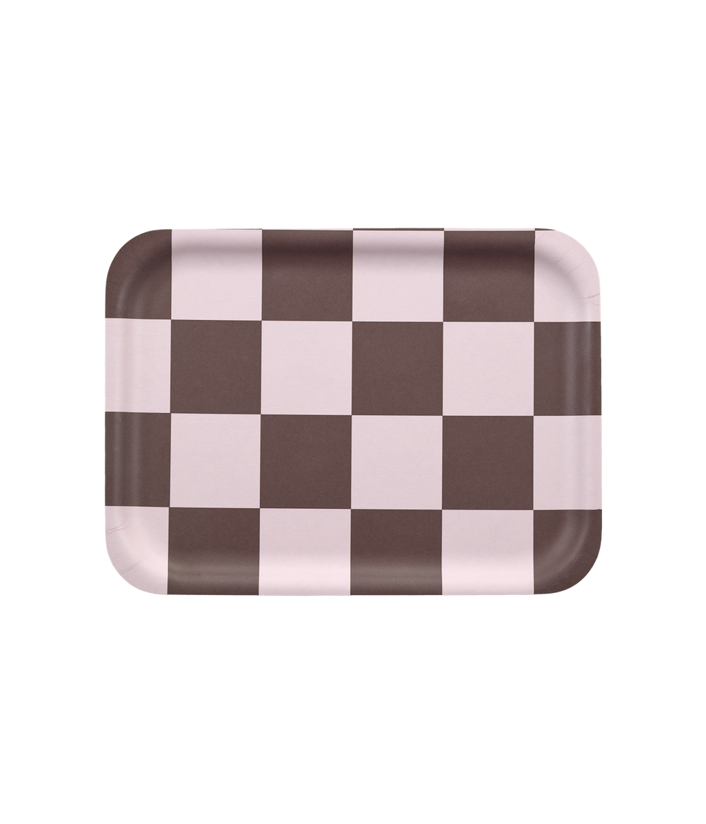 Checks & Stripes tray brown/pink checks 27 x 20 cm