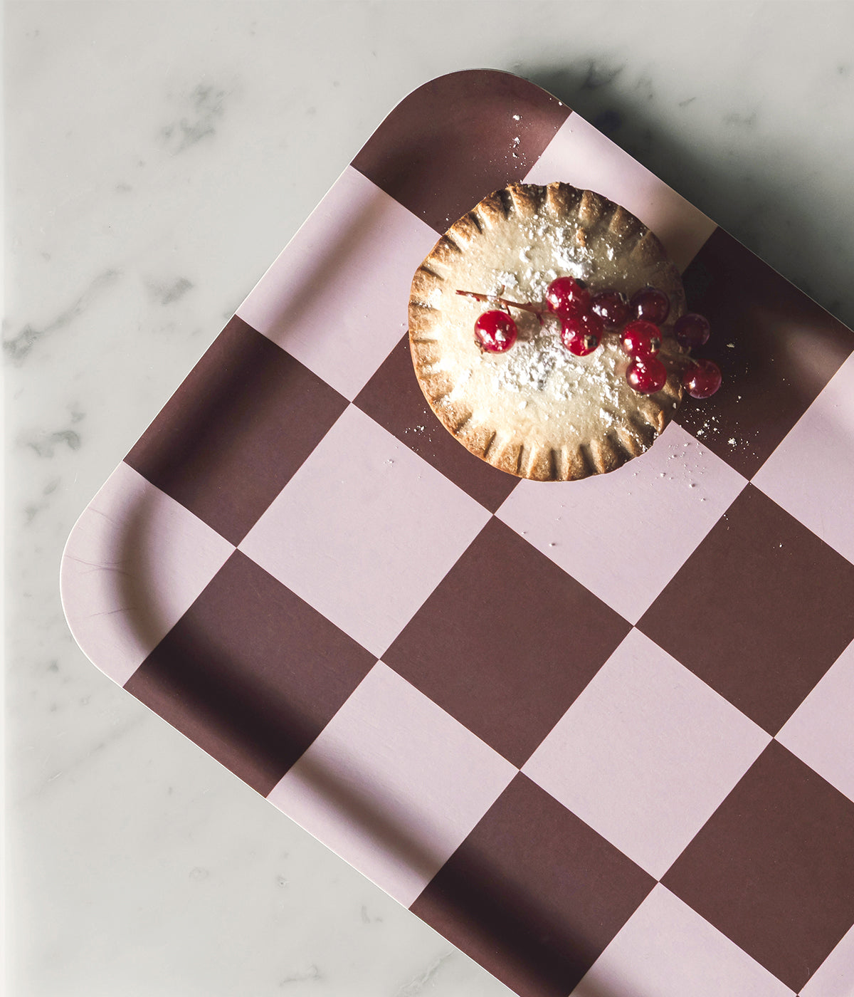 Checks & Stripes tray brown/pink checks 27 x 20 cm