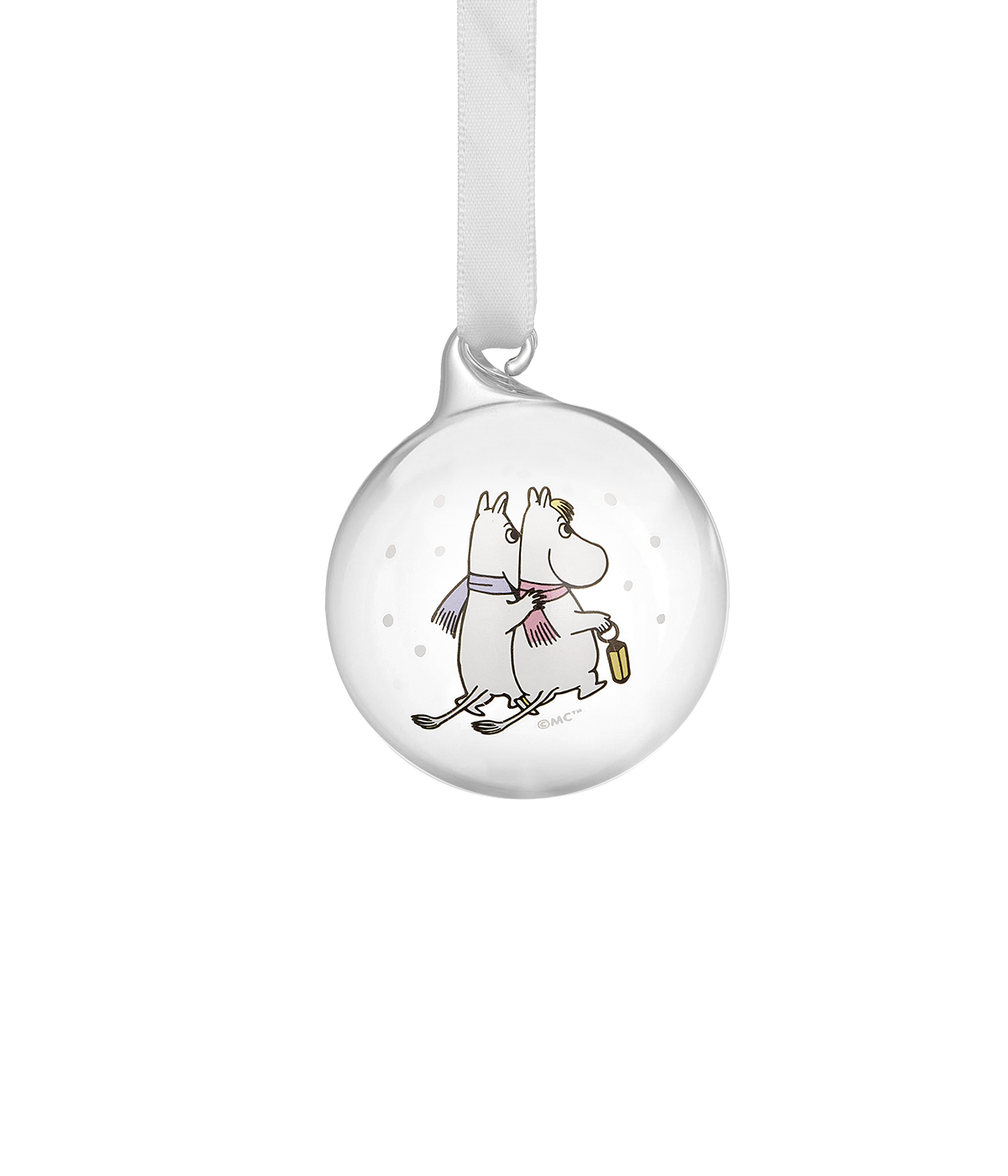 Moomin Christmas bauble Frosty Day 5 cm, Moomintroll and Snorkmaiden