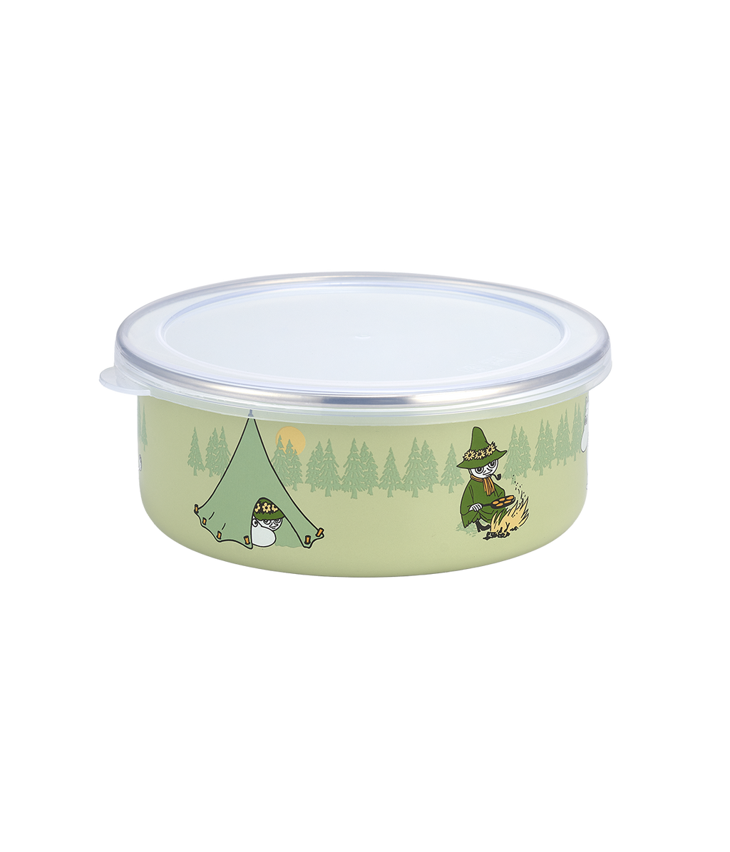 Moomin enamel bowl/jar with lid Campers 8 dl