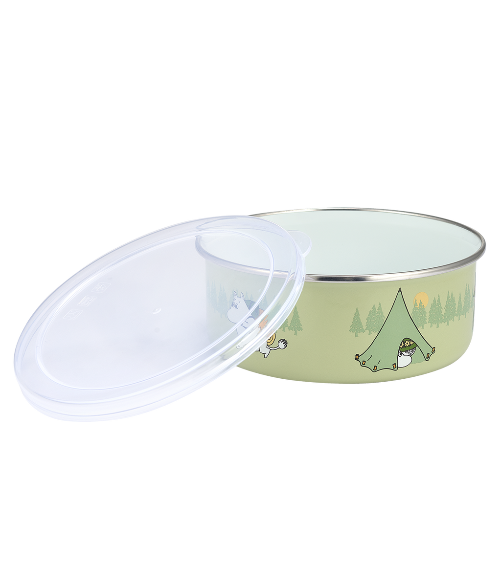 Moomin enamel bowl/jar with lid Campers 8 dl