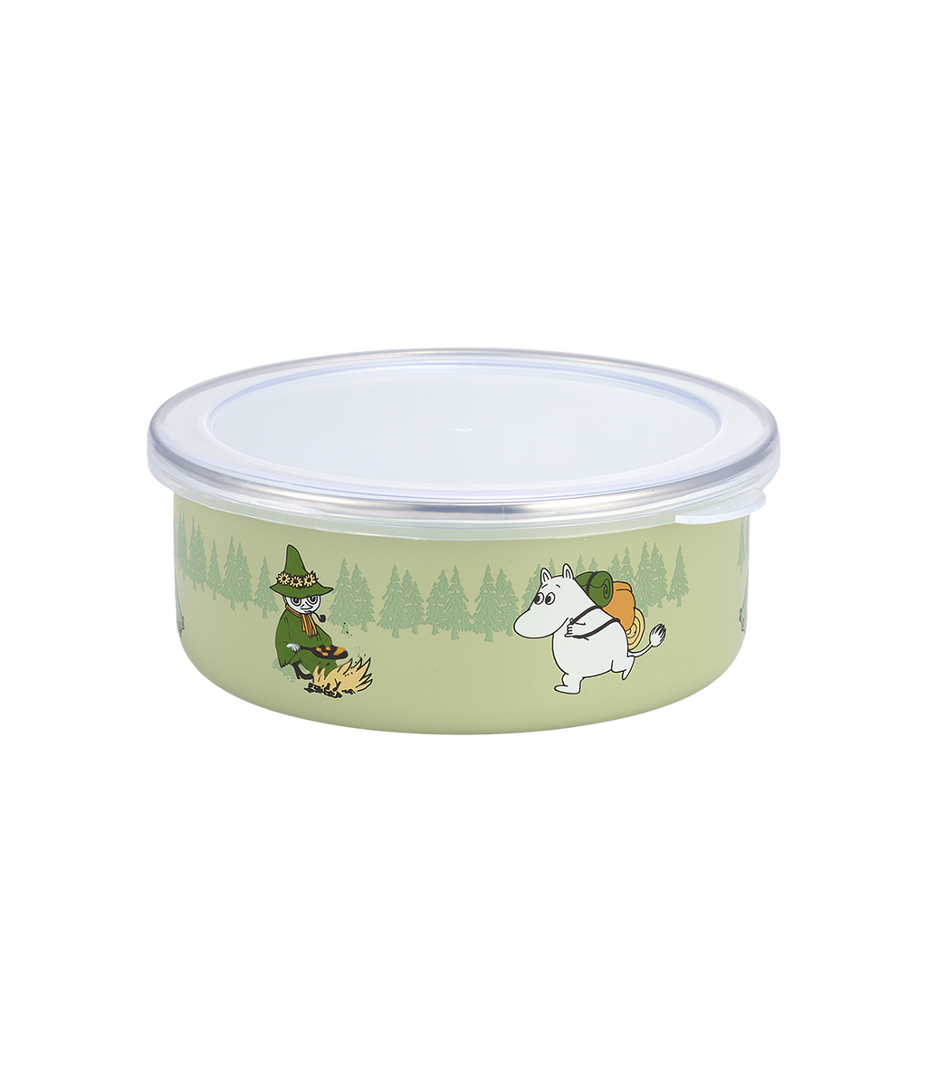 Moomin enamel bowl/jar with lid Campers 8 dl