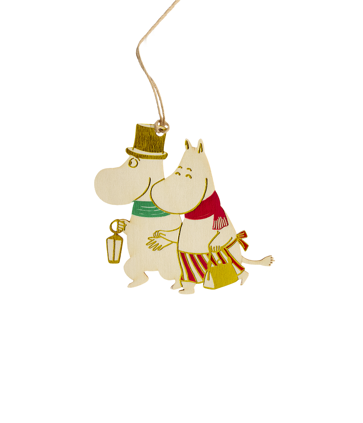 Moomin plywood Christmas decoration Moominmamma and Moominpappa 8,5 cm