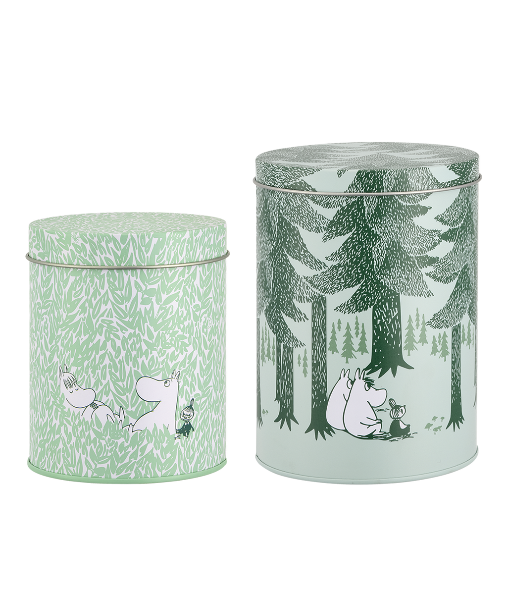 Moomin tin jars Forest 11 cm and 15 cm set of 2