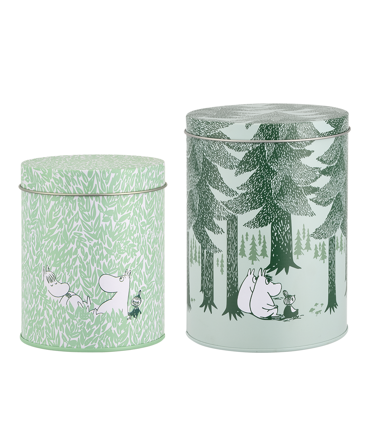 Moomin tin jars Forest 11 cm and 15 cm set of 2