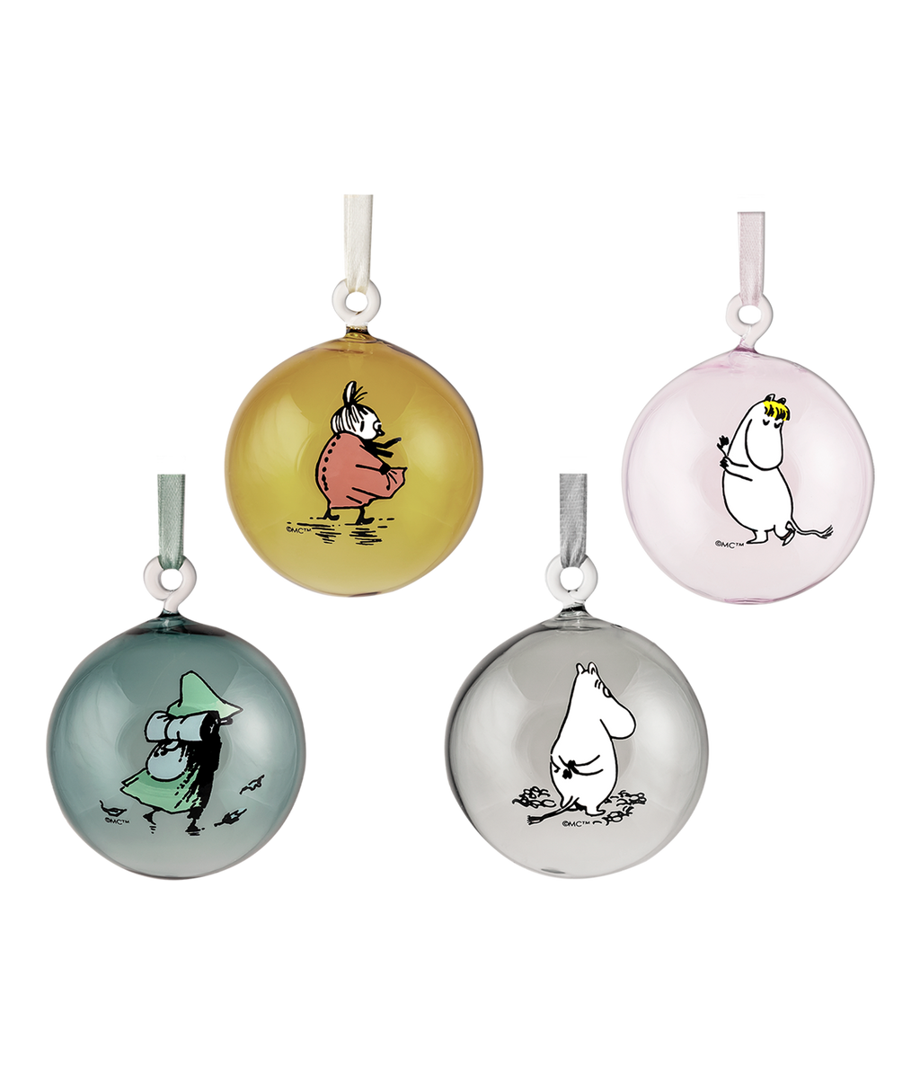 Muumi värilliset koristepallot 7cm 4kpl lahjapakkaus