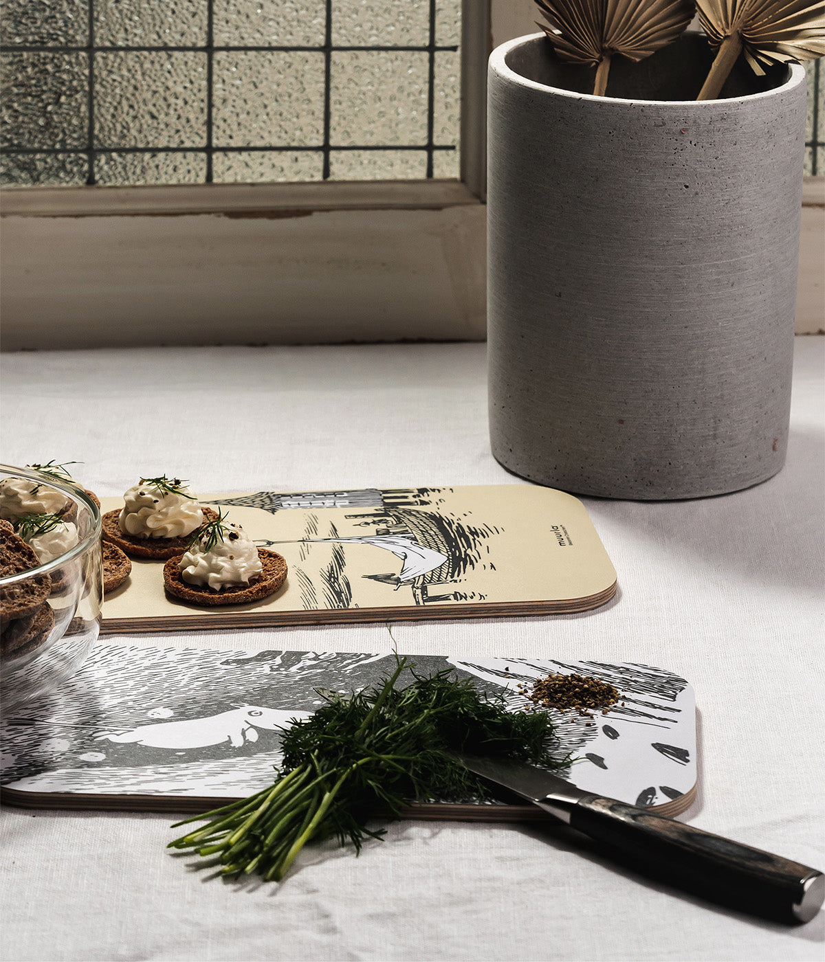 Muumi Chop & Serve -leikkuu-/tarjoilulauta Sukellus 13x33cm