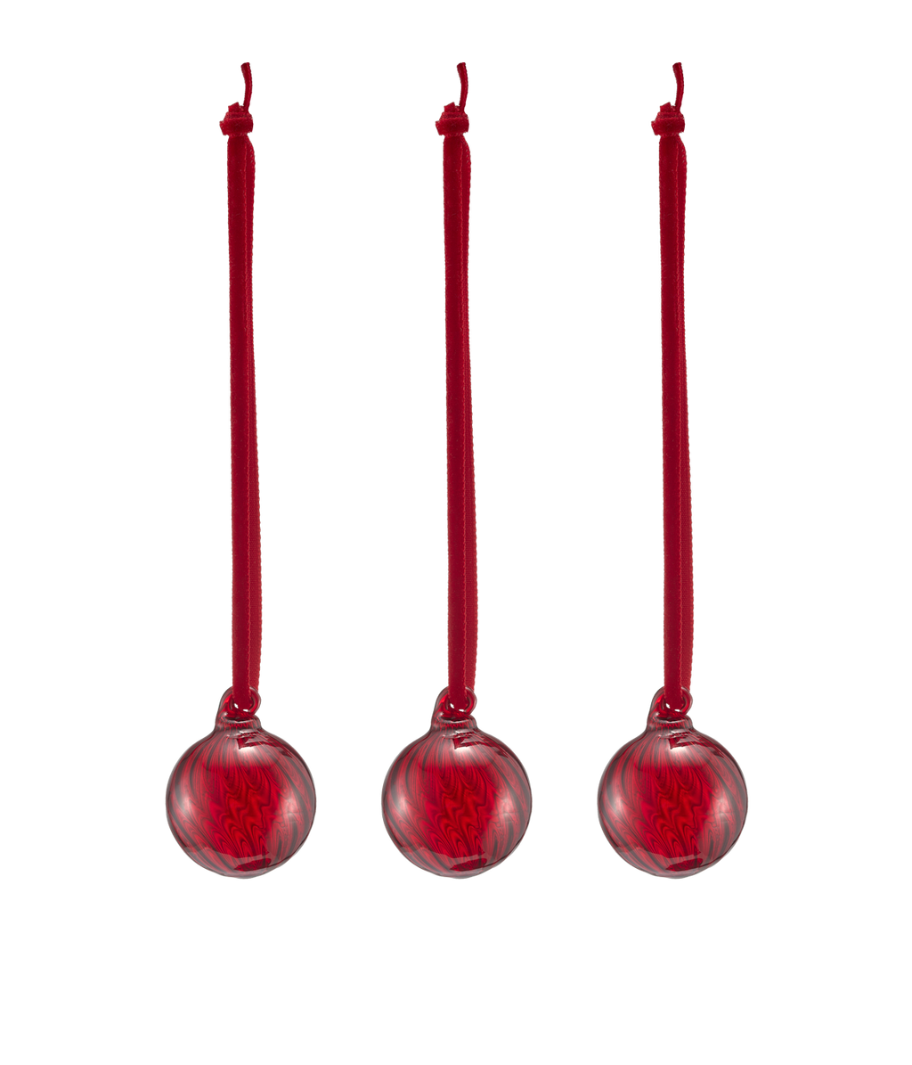 Muurla glass Christmas bauble red 3 cm 3 pcs