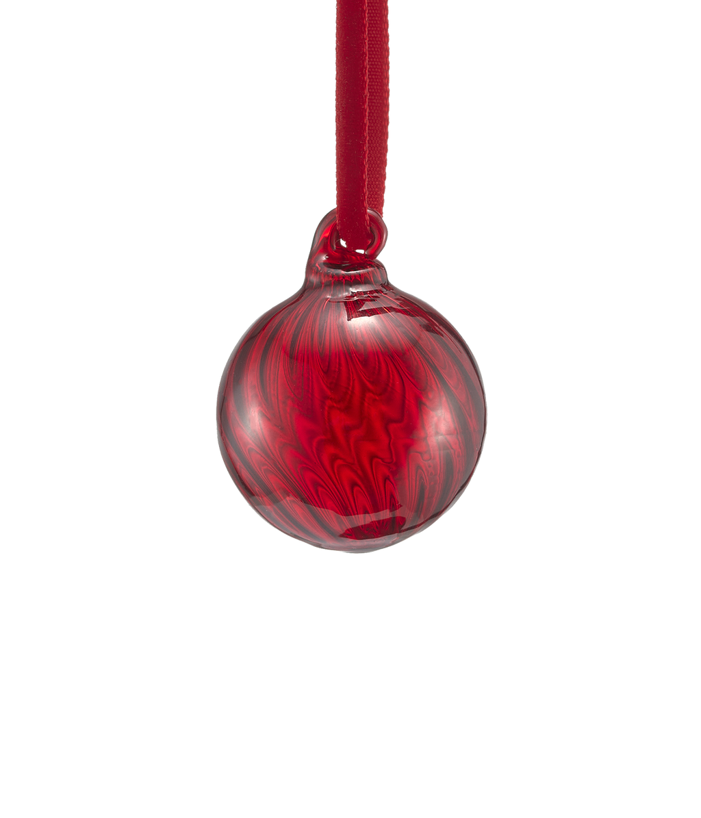 Muurla glass Christmas bauble red 3 cm 3 pcs