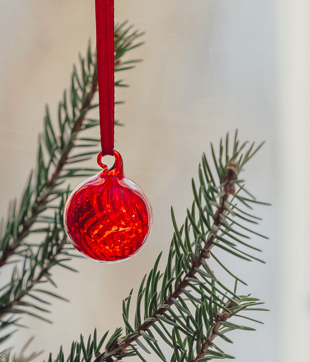 Muurla glass Christmas bauble red 3 cm 3 pcs