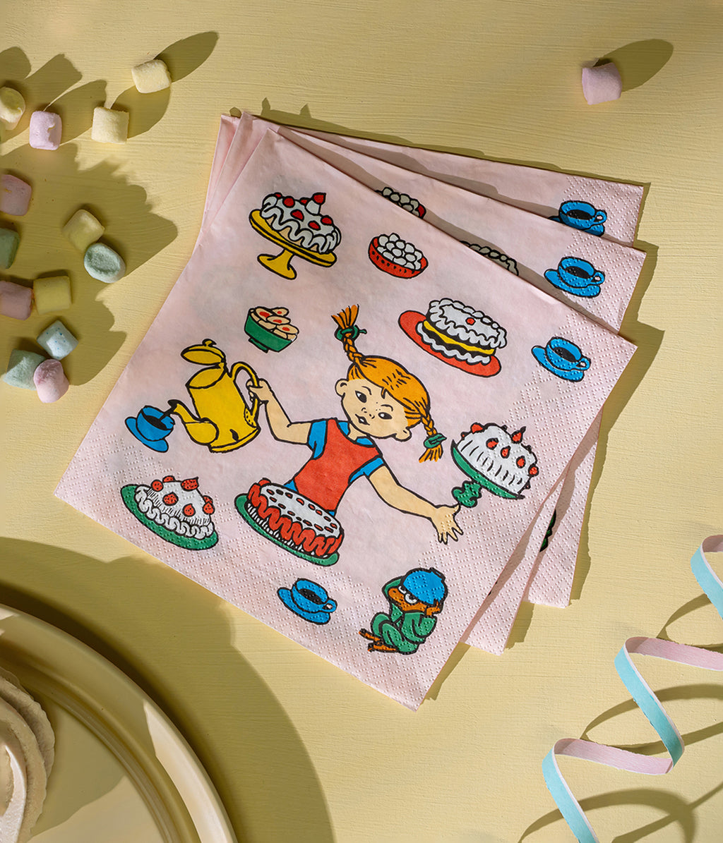 Pippi dinner napkin Birthday 33 x 33 cm