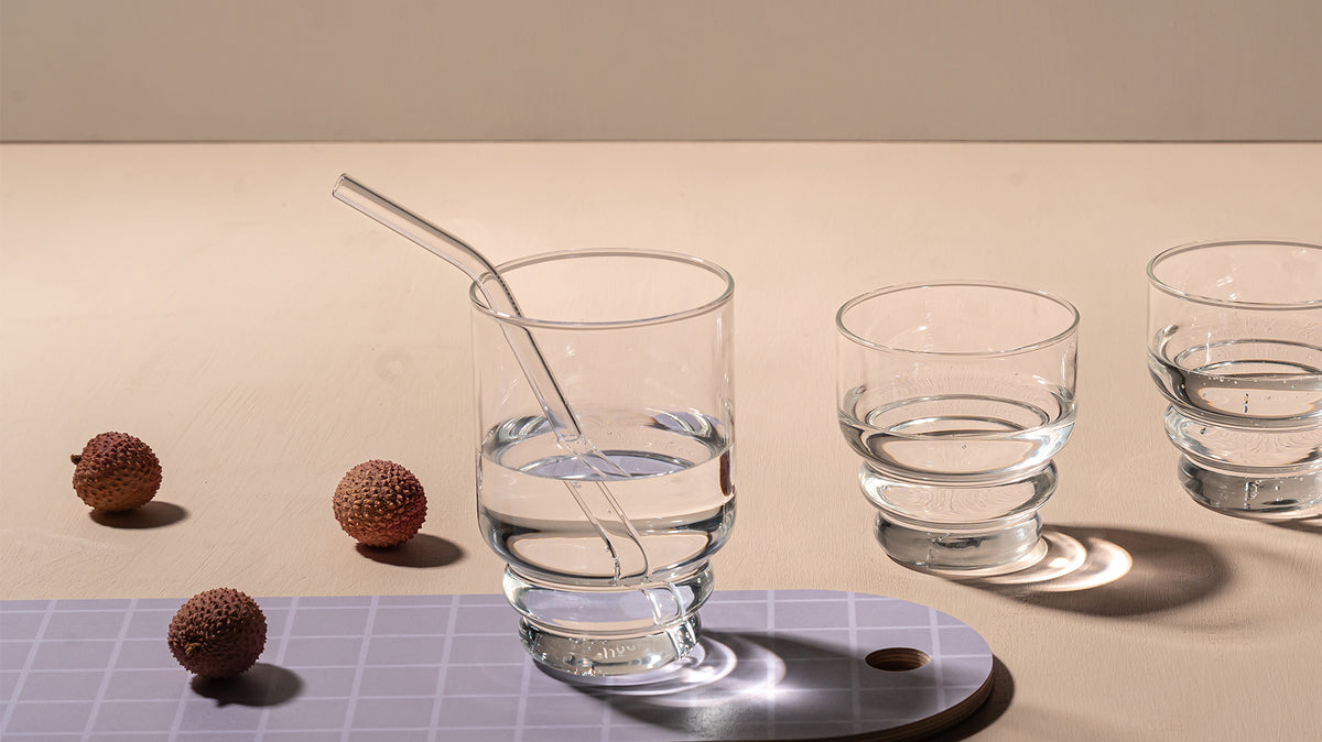 Silicone lids, glass straws & spoons